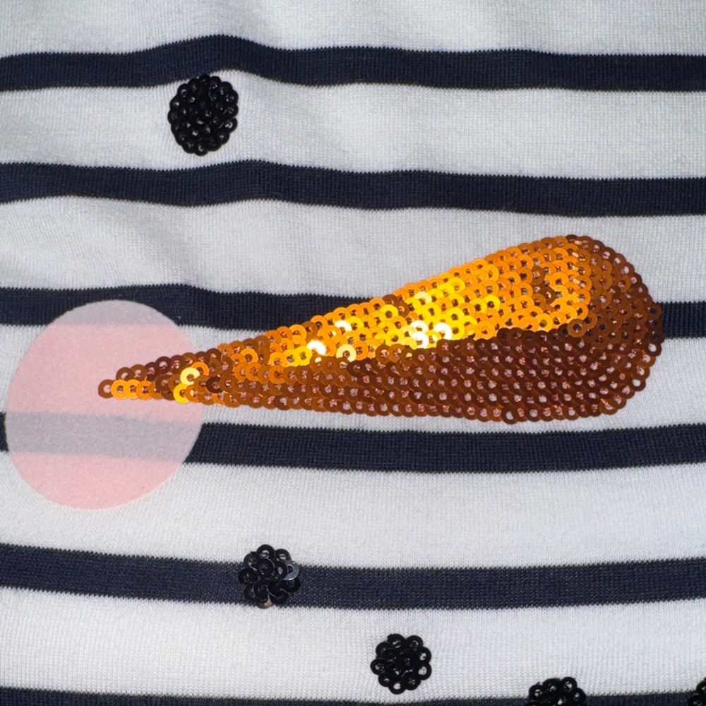 Boden NWT Navy and White Striped Snowman Long Sleeve Tee - Picture 3 of 10